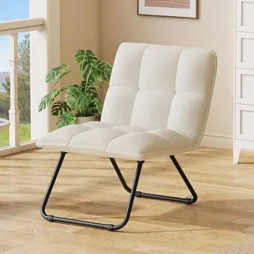 YITAHOME Klappstuhl Beige, Loungesessel mit Aufbewahrungstasche, klappbar, bis 150 kg, ideal für Wohn- und Schlafzimmer
