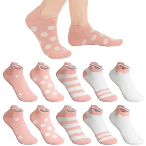 10 Paar Damen Sneaker Socken, bunt, kurz, für Größen 36-42, Mehrfarbige Sportsocken