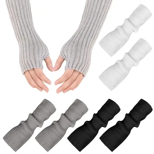 Dament Handschuhe Umhang, Fingerlose Wärmer, Strick Armstulpen, Lange, Warm, Y2K Style