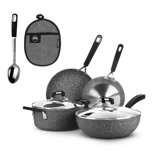 KASANOVA New Petra Dark Topf-Set – Antihaft-Kochgeschirr für Induktion und Backofen (8 Teile)