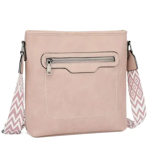 TANTOMI Damen Umhängetasche - Leichte Schultertasche mit verstellbarem, farbigem Riemen