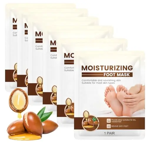 6 Paar Sheabutter Fußmaske gegen Hornhaut, mit Jojobaöl & Vitamin E für weiche, trockene Füße – für Männer und Frauen