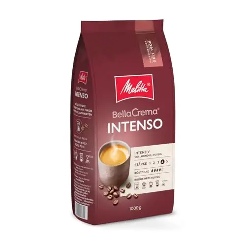 Melitta BellaCrema Intenso Kaffee-Bohnen 1kg - Kräftige Röstung für Vollautomaten