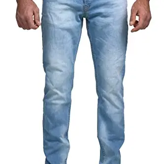 Elara Herren Slim Fit Jeans in Hellblau, Stretch-Denim, 31W/30L
