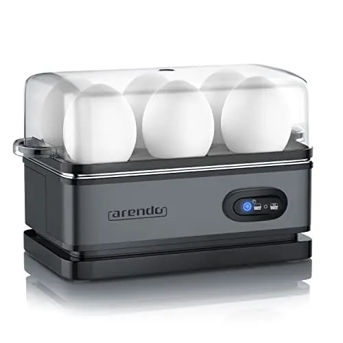 Arendo Eierkocher Edelstahl mit Warmhaltefunktion - Wählbarer Härtegrad - BPA-frei - Cool Grey