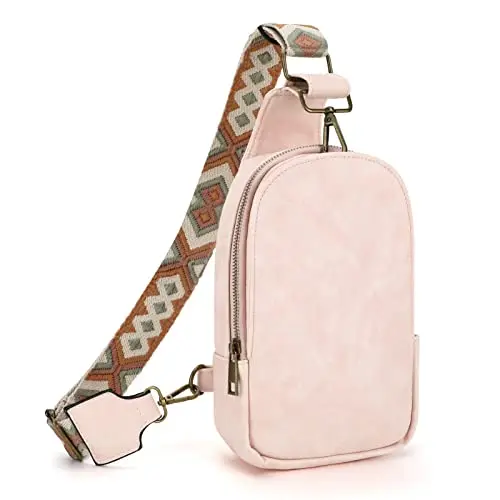 Luckits Leder Crossbody-Tasche für Frauen im Boho Stil - Kleine Sling Umhängetasche für Reisen und Wandern