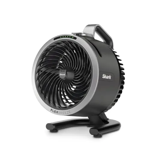 Shark FlexBreeze HydroGo – Kompakter Nebelventilator für drinnen und draußen, leise, kabellos, 5 Geschwindigkeiten, anthrazit