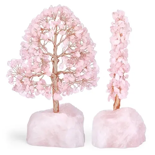 Pfotenolymp Kristall-Bonsai-Baum, Rosenfarbe - Feng Shui Geldbaum für Meditation und Rituale, 16cm x 9cm