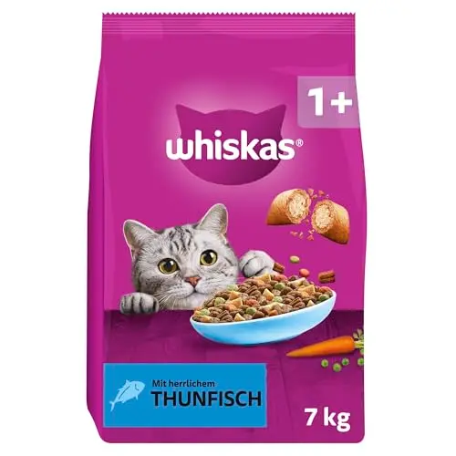 WHISKAS Trockenfutter für Katzen mit Thunfisch, 7 kg