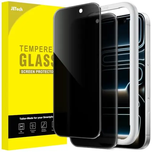 JETech Sichtschutz für iPhone 17 Pro, Anti-Spy Schutzfolie mit Installationswerkzeug, 2 Stück