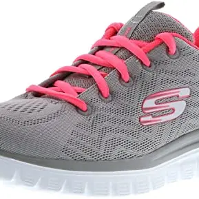 Skechers Damen Graceful Sneaker in Grau mit Koralle, Größe 38 EU