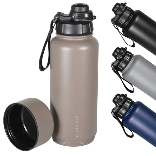 Picnico® Edelstahl Trinkflasche 950ml | Auslaufsicher & BPA-frei | 24h kalt & 12h warm | Ideal für Outdoor & Fitness