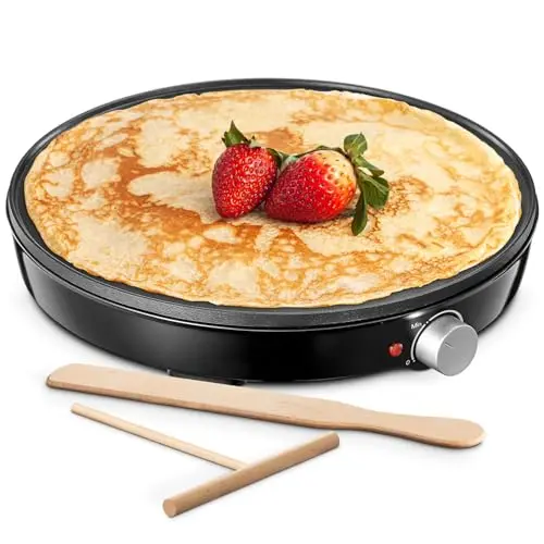 Yabano Crêpes Maker Ø 30 cm - Retro Pancake Maker für süße Crêpes und herzhafte Galettes