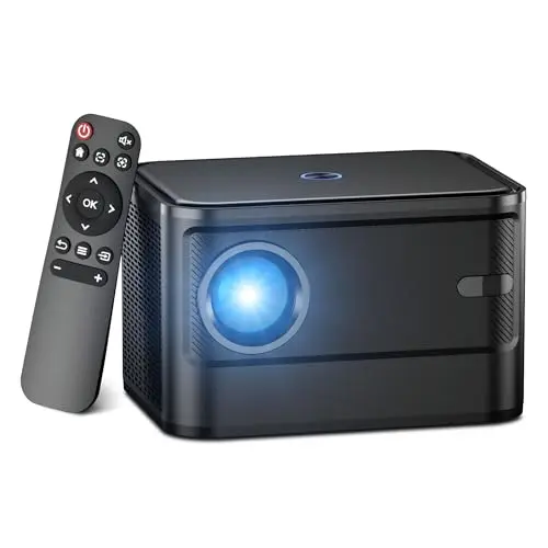 Mini Beamer 15000 Lumen, 4K Unterstützung, Tragbarer LED Projektor für Heimkino, Kompatibel mit TV Stick/X-Box/DVD