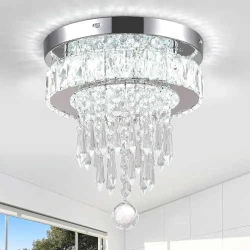 Kristall Kronleuchter 20W LED Ø25cm, Kaltweiß 6500K, 4-Stufen-Design für Wohnzimmer & Schlafzimmer