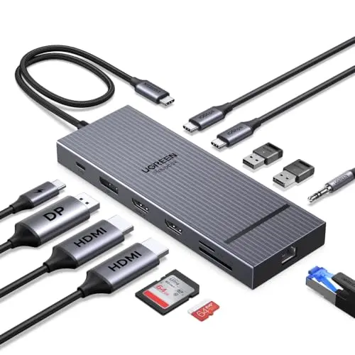 UGREEN Docking Station 10Gbps mit 2×HDMI 4K@60Hz und DisplayPort 4K@120Hz