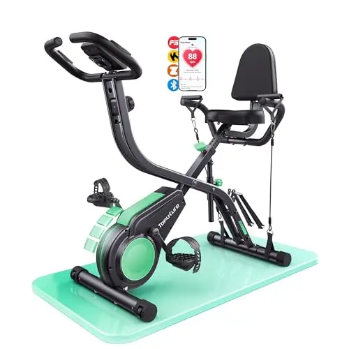 Klappbarer Heimtrainer Fahrrad mit App, 5-in-1 Ergometer, Indoor Hometrainer bis 140 kg, leise