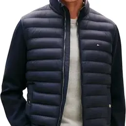 Tommy Hilfiger Herren Sweatshirt mit Reißverschluss, Steppjacke, Blau, Größe M