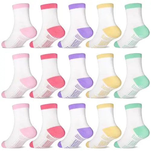 GRPSKCOS Stoppersocken Mädchen 15 Paar ABS Rutschsocken für 0-7 Jahre (Weiße Serie 3-5 Jahre)