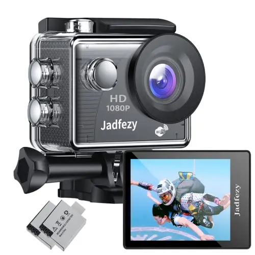 Jadfezy FHD 1080P Action Cam - Wasserdicht bis 30M, 140° Weitwinkel, inkl. 2 Akkus & Zubehör
