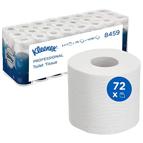 Kleenex 3-lagiges Toilettenpapier, 8 Packungen á 9 Rollen - insgesamt 72 Rollen