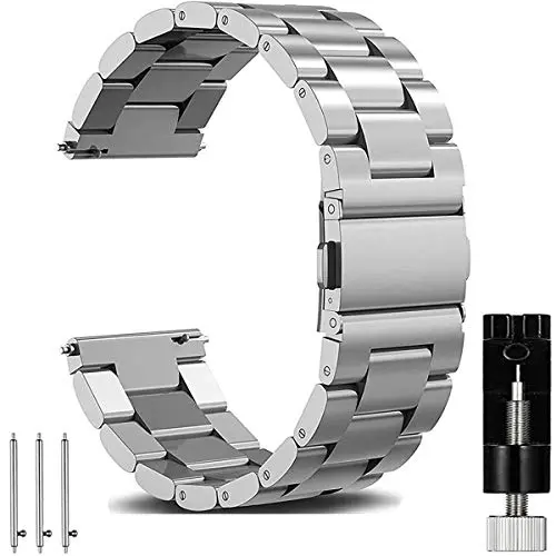 OTOPO Armband für Galaxy Watch 4/5/6/7, Active 2, 20mm Edelstahl, Silber, für Frauen und Männer