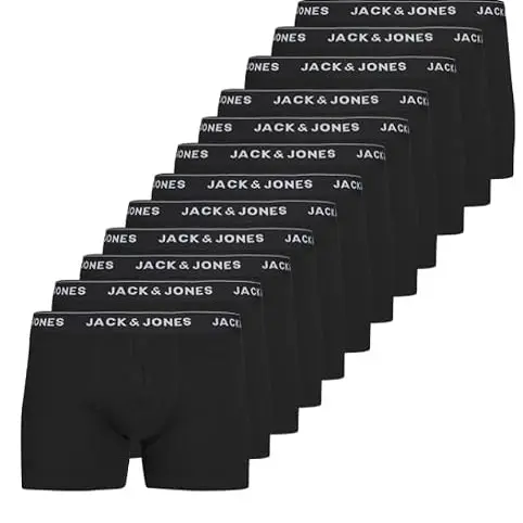 JACK & JONES Herren Jactrunks Boxershorts 12er Pack, Schwarz, Größe S