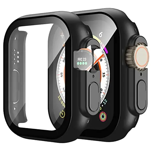 Misxi 2 Stück Hard Hülle mit Displayschutz für Apple Watch Ultra 3/Ultra 2/49mm, Kratzfest und Ultradünn, Schwarz
