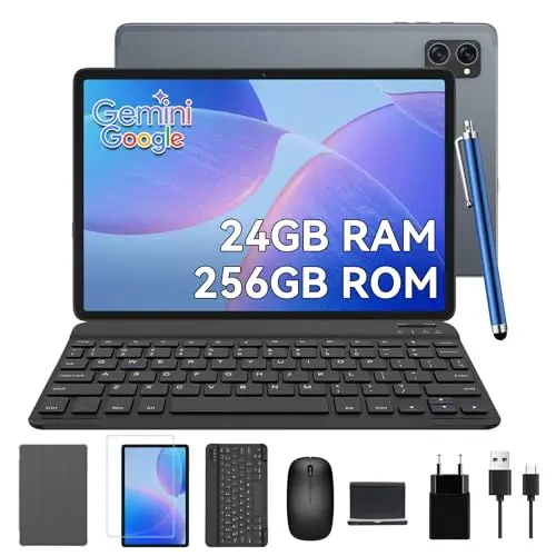 TABWEE T20 Tablet mit Tastatur - 10 Zoll, 24GB RAM, 256GB Speicher, 5000mAh, Octa-Core, 5G WiFi, Face ID