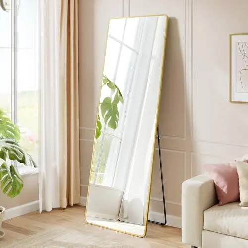 SONGMICS Ganzkörperspiegel 160 x 50 cm, rechteckig, blassgold für Schlafzimmer und Wohnzimmer