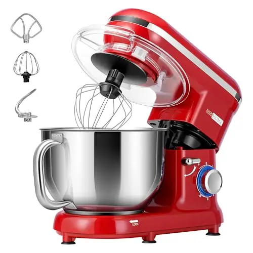 VIVOHOME Küchenmaschine 660 W mit 10 Geschwindigkeiten und kippbarem Kopf, inklusive Rührbesen und Knethaken