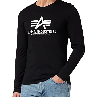 Alpha Industries Herren Basic Langarmshirt Schwarz Größe M