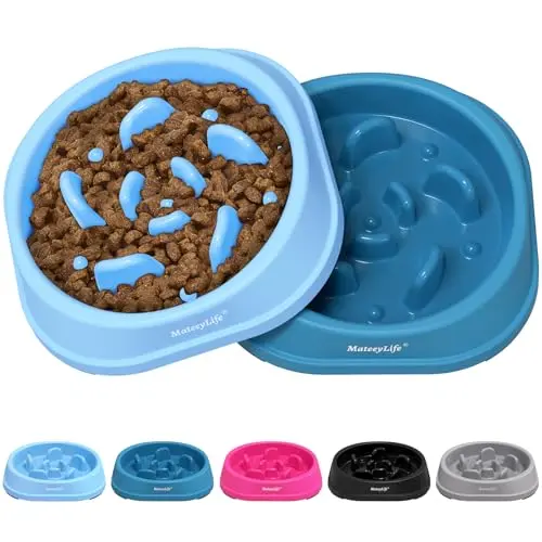 Mateeylife Anti-Schling Napf für kleine Hunde und Katzen, 2er Set in Hellblau und Tiefblau