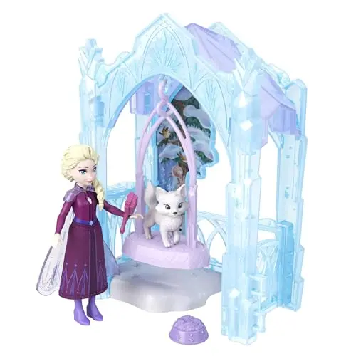 Disney Die Eiskönigin Elsa-Puppe mit winterlichem Tierspielset, Rutsche und Zubehör