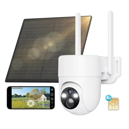SEHMUA 4G LTE Überwachungskamera Außen mit Akku und Solar, kabellos, 2K, PIR Körperdetektion, 2 Wege Audio