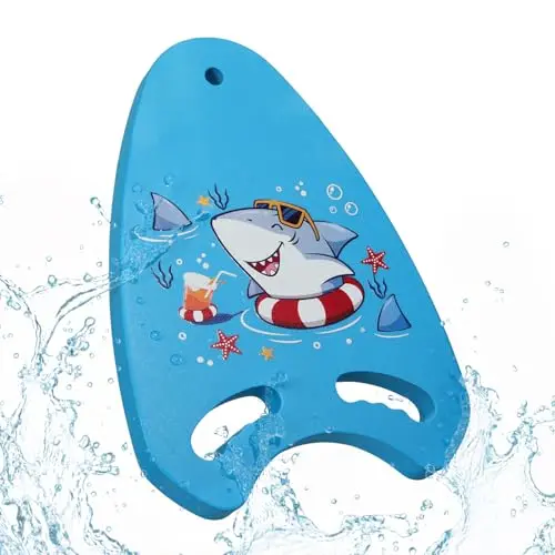 MoKo Kinderschwimm-Board, ergonomischer Griff, Cartoon-Design, Pool-Trainingsgerät, fördert natürliche Schwimmhaltung, Blau & Hai
