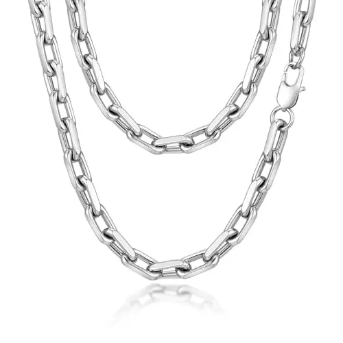 VNOX Herren Edelstahl Halskette 50cm, klassische Panzerkette, silberfarben, stylischer Schmuck für Männer und Jungen