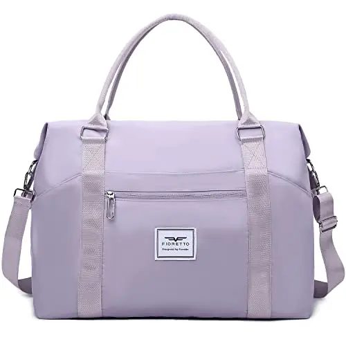 FIORETTO Damen Reisetasche Wasserdicht Weekender Sporttasche Lila Medium