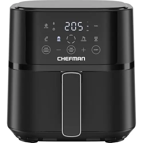 Chefman 3.8L Heißluftfritteuse - kompakt, mit Hi-Fry Technologie und Touch Controls, antihaftbeschichtet - Schwarz