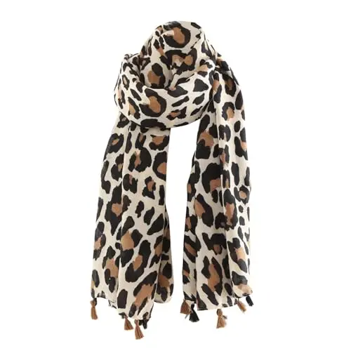 FDGGT Schal mit Leopardenmuster - warmer, weicher und modischer Damenschal