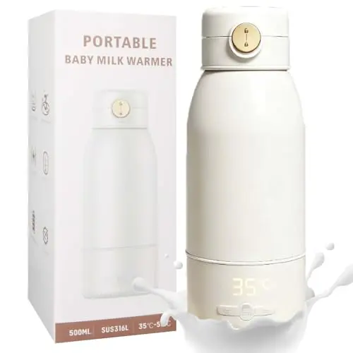Tragbarer Flaschenwärmer für Babys - Schnelles Aufheizen von Muttermilch und Wasser, 500ml Kapazität, 24 Stunden konstante Temperatur