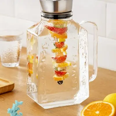 Baffect Glaskaraffe mit Fruchteinsatz, hitzebeständiger Wasserkrug für Sangria und Getränke (1.75L)