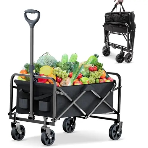 Rowce Faltbarer Bollerwagen mit Getränkehalter - Transportwagen für Garten, Strand & Camping (120kg)