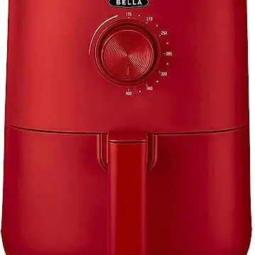 BELLA 3 L Manuelle Heißluftfritteuse, ölfreies Frittieren, einfache Reinigung, Matte Rot
