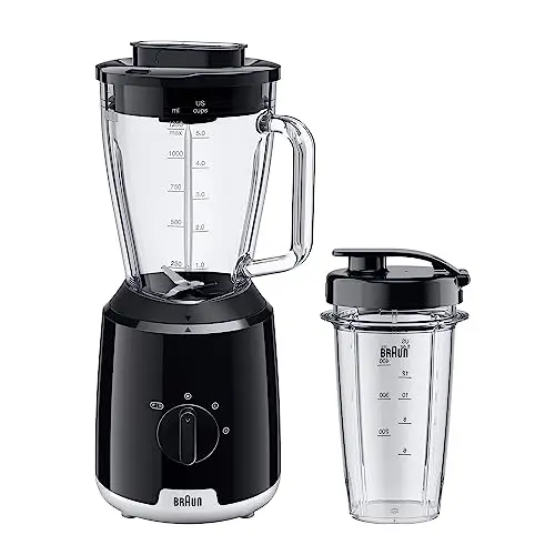 Braun PowerBlend 1 JB1051BK - Standmixer 1,5 l mit To-Go-Becher, Schwarz
