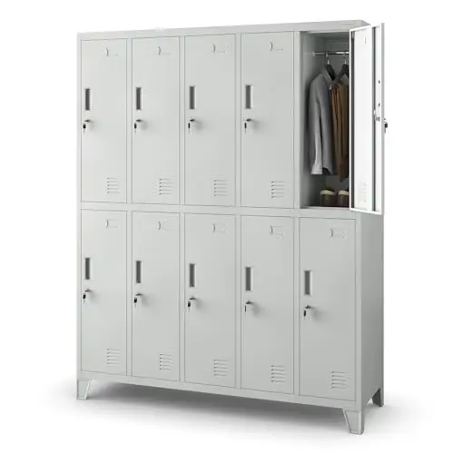 Jan Nowak Umkleideschrank 5B2A mit 10 Fächern und Lüftungsschlitzen - Grau - 172 cm x 136 cm x 45 cm