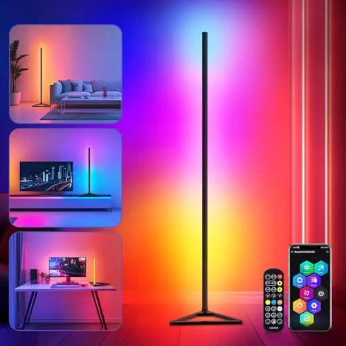 HANDSONIC RGBIC Stehlampe 140cm - Dimmbar, Schwarz, App-gesteuert, 16 Millionen Farben, Musikmodus & Timing-Funktion