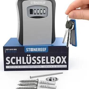 Wetterfeste Schlüsselbox mit Zahlencode – Wandmontage für Außen, ideal für Airbnb, Ferienhaus, Garage, Pflege & Handwerker