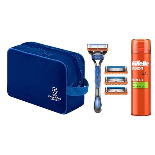 Gillette Fusion5 Rasierer für Männer, UEFA Champions League Edition – Inkl. 1 Rasierer und 4 Ersatzklingen