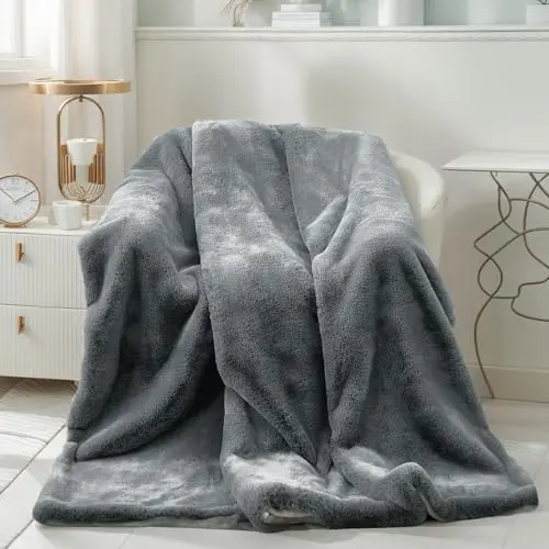 TOPCHANCES Kuscheldecke Luxus Flanell Decke Dunkelgrau 100 x 160 cm für Bett und Sofa